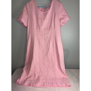 Chadwicks Classics Pink Linen Blend Sheath Dress Short Sleeve Size 16 Easter